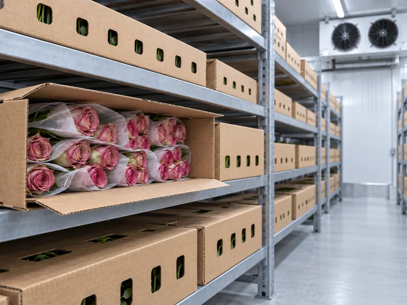 Cut Flower Boxes In Refrigerated Storage Cut Flower Boxes In Refrigerated Storage