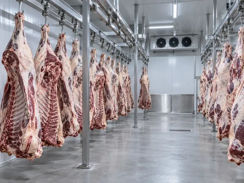 Beef Carcass Rail In Chilling Room