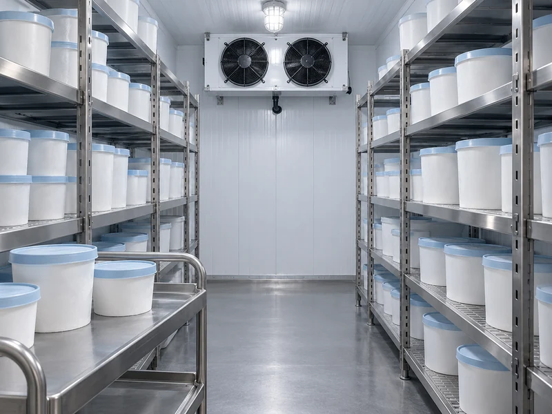 Frozen Yogurt Tubs In Walk In Storage