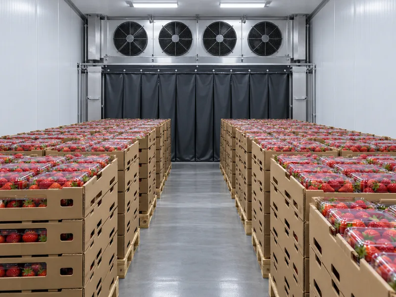 Strawberry Cartons In Precooling Room
